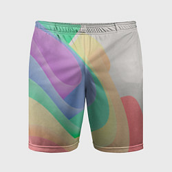 Шорты спортивные мужские Волнообразные разноцветные листы, цвет: 3D-принт