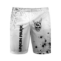 Мужские спортивные шорты Linkin Park и рок символ на светлом фоне