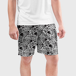 Шорты спортивные мужские Части скелета, цвет: 3D-принт — фото 2