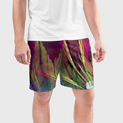 Шорты спортивные мужские Неоновые волнообразные линии, цвет: 3D-принт — фото 2