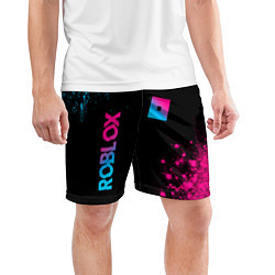 Шорты спортивные мужские Roblox - neon gradient: надпись, символ, цвет: 3D-принт — фото 2