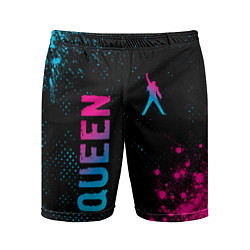 Мужские спортивные шорты Queen - neon gradient: надпись, символ