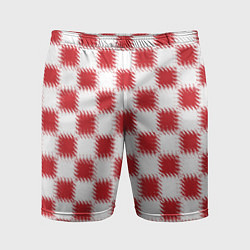 Шорты спортивные мужские Красно-белый узор, цвет: 3D-принт