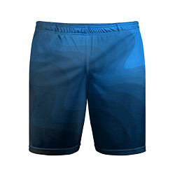 Шорты спортивные мужские Абстрактный темно синий узор волны, цвет: 3D-принт