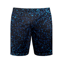 Шорты спортивные мужские Неоновый синий блеск на черном фоне, цвет: 3D-принт
