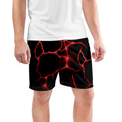 Шорты спортивные мужские Красные неоновые трещины, цвет: 3D-принт — фото 2