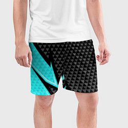 Шорты спортивные мужские Черно-голубая абстракция, цвет: 3D-принт — фото 2