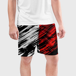 Шорты спортивные мужские Белые и красные полосы, цвет: 3D-принт — фото 2