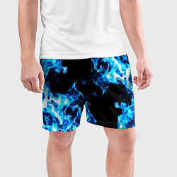 Шорты спортивные мужские Красивый синий огонь, цвет: 3D-принт — фото 2