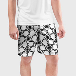 Шорты спортивные мужские Чёрно-белый абстрактный паттерн из звёзд, цвет: 3D-принт — фото 2