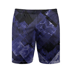 Шорты спортивные мужские Синие, чёрные и белые полоски, цвет: 3D-принт