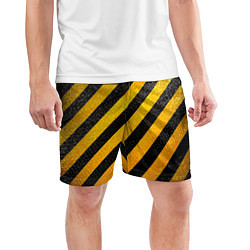 Шорты спортивные мужские Черно-желтая опасность, цвет: 3D-принт — фото 2