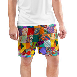 Шорты спортивные мужские Разноцветные лоскуты, цвет: 3D-принт — фото 2