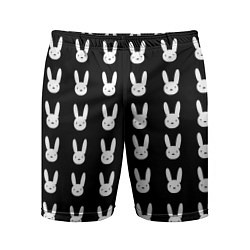 Шорты спортивные мужские Bunny pattern black, цвет: 3D-принт
