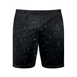 Шорты спортивные мужские Абстрактные неоновые светло-синие линии шара, цвет: 3D-принт
