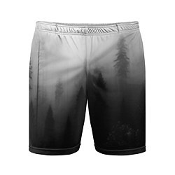 Шорты спортивные мужские Красивый туманный лес, цвет: 3D-принт