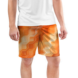 Шорты спортивные мужские Золотисто-оранжевый туманный паттерн, цвет: 3D-принт — фото 2