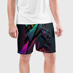 Шорты спортивные мужские Неоновые абстрактные полигоны, цвет: 3D-принт — фото 2