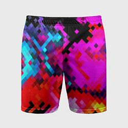 Шорты спортивные мужские Pixel neon mosaic, цвет: 3D-принт