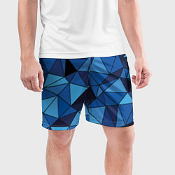 Шорты спортивные мужские Синие треугольники, абстракт, цвет: 3D-принт — фото 2