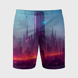 Шорты спортивные мужские Город ночной и неоновый, цвет: 3D-принт