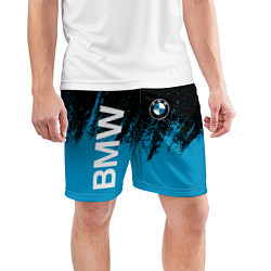 Шорты спортивные мужские Bmw голубые брызги, цвет: 3D-принт — фото 2