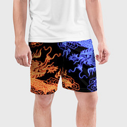 Шорты спортивные мужские Парящие неоновые драконы, цвет: 3D-принт — фото 2
