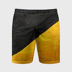 Шорты спортивные мужские Черно-желтые масляные краски, цвет: 3D-принт