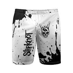 Шорты спортивные мужские Slipknot и рок символ на светлом фоне, цвет: 3D-принт
