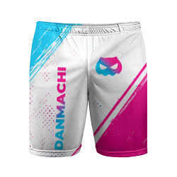 Мужские спортивные шорты DanMachi neon gradient style: надпись, символ