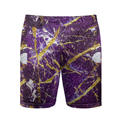 Шорты спортивные мужские Фиолетовые и золотые блестки, цвет: 3D-принт
