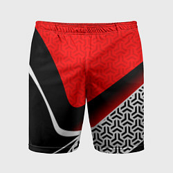 Шорты спортивные мужские Геометрическая униформа - красная, цвет: 3D-принт