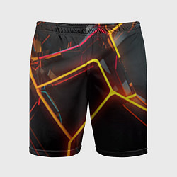 Шорты спортивные мужские Неон на черном фоне, цвет: 3D-принт