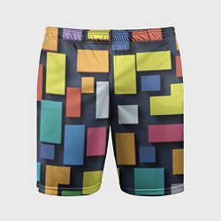 Шорты спортивные мужские Тетрис цветные кубики, цвет: 3D-принт