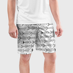 Шорты спортивные мужские Рыбные скелетики, цвет: 3D-принт — фото 2