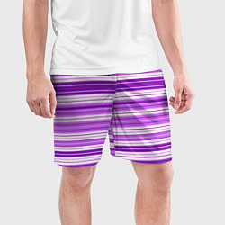 Шорты спортивные мужские Фиолетовые полосы, цвет: 3D-принт — фото 2