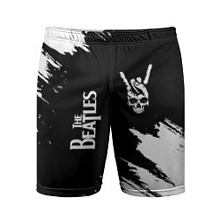 Мужские спортивные шорты The Beatles и рок символ на темном фоне