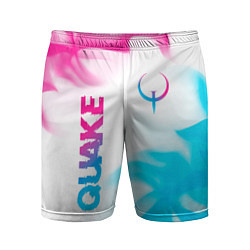 Мужские спортивные шорты Quake neon gradient style: надпись, символ