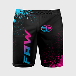 Мужские спортивные шорты FAW - neon gradient: надпись, символ