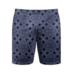 Шорты спортивные мужские Геометрический узор в черно-синих тонах, цвет: 3D-принт