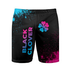 Шорты спортивные мужские Black Clover - neon gradient: надпись, символ, цвет: 3D-принт