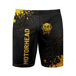 Мужские спортивные шорты Motorhead - gold gradient: надпись, символ