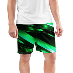 Шорты спортивные мужские Зеленая неоновая абстракция, цвет: 3D-принт — фото 2