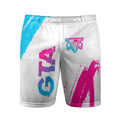 Мужские спортивные шорты GTA neon gradient style: надпись, символ