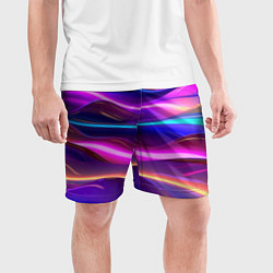 Шорты спортивные мужские Неоновые волны, цвет: 3D-принт — фото 2