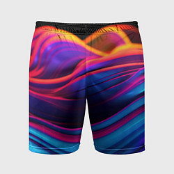 Шорты спортивные мужские Яркие неоновые волны, цвет: 3D-принт