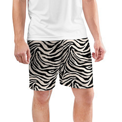 Шорты спортивные мужские Полосатая шкура зебры, белого тигра, цвет: 3D-принт — фото 2