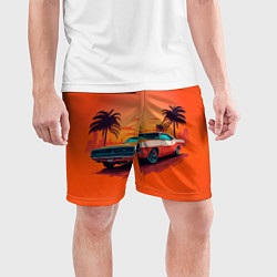 Шорты спортивные мужские Ретро автомобиль, цвет: 3D-принт — фото 2