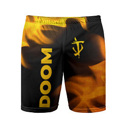 Мужские спортивные шорты Doom - gold gradient: надпись, символ