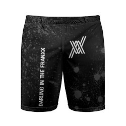 Мужские спортивные шорты Darling in the FranXX glitch на темном фоне: надпи